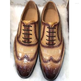 Sapatos de vestido Chue homens crocodilo couro casamento negócios estilo europeu