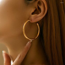 Hoop Earrings 18k Gold Plated Open Plain Big Circle Stud For Women Hypoallergenic Hoops Women's Jewellery Gifts