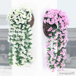 Christmas Decorations Fashion Violet Artificial Flowers Wall Hanging Basket Flower Orchid Silk Flower Vine Home Wedding Party Street Light Decoration