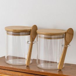 Storage Bottles 2pcs Glass Jars Containers With Airtight Lids Spoon Clear Food Canisters For Cookie Bulk