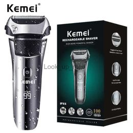 Electric Shaver Kemei KM-8512 Washable Wet Dry Electric Shaver Men LCD Display Razor Rechargeable Beard Trimmer Bald Head Shaving Machine System YQ230928