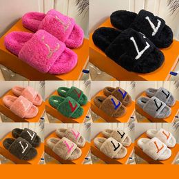 2023 paseo comfort Furry Fluffy Luxury designer slides women fur slippers for men women green black white sandals indoor Wool rubber house slippers womens slippers