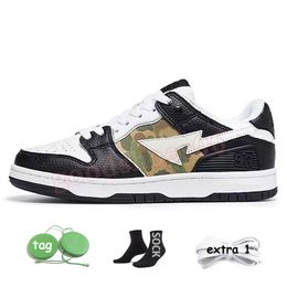 with Box Top Quality Designer Sta Sk8 Shoes Women Mens Casual Low Flat Trainers Colour Camo Combo Pink Green Black White Patent Leather Camouflage Platform Sneak 968