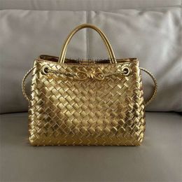 Capacity Lady 2023 Cassette Botteega Bvbag Andiamo Tote Designer Bag Bags Leather Woven Cowhide One Metal Rope Buckle Handbag Large Shoulder Crossbody 8ax0