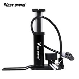 Bike Pumps WEST BIKING Bicycle Portable Ultra-light Pump With Barometer Cycling Road Bike Air Pump120 PSI High Pressure Pedal Pumps 230928