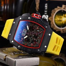 Men's Watches Luxury Chronograph 6-Pin Running Second Unique Creative Calendar Silicone Strap Male Wristwatch16264a