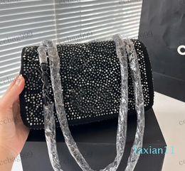 Beautiful Full Diamond Flip Diamond Hardware Metal Buckle Matelasse Chain Luxury Handbag Crossbody Bags Makeup Bags Sacoche 23x13cm