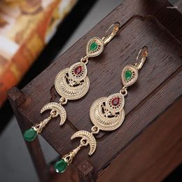 Dangle Earrings Exquisite Moroccan-Style Wedding Jewellery With Water Drop Rhinestone Moon-Shaped