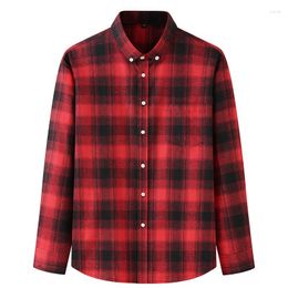 Men's Casual Shirts Oversize Plaid Shirt Husband Button Up Red Men Long Sleeve Classic Vintage Plus Size Clothing Large 10XL Male