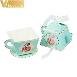 50Pcs Gift Wrap Tea Party Decorations Tea Cup Teapot Wedding Favor Candy Box Baby Shower Decoration Birthday Party Supplies 211014219D