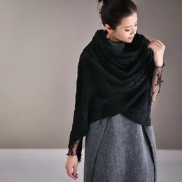 Scarves MICOCO J8853 Literary and artistic simple elegant knit together lace long style scarf warm shawl women autumn winter 230928
