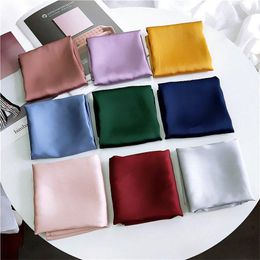 Table Napkin Women's Kerchief Small Square Towel 70x70cm Bandanas Fashion Elegant Silk Neck Scarfs Solid Color Scarves