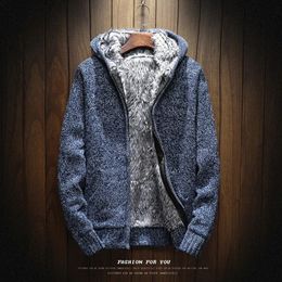 Men's Fur Faux Fur Autumn Winter Cardigan Jacket Men Warm Sweater Coat Knitted Sweater Cardigan Jackets Man Mens Plush Wool Cashmere Clothing 230927