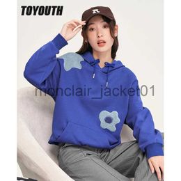 Women's Hoodies Sweatshirts Toyouth Women Hooded Sweatshirt 2022 Winter Long Sleeve Loose Hoodie with Pocket Floral Print Warm Casual Streetwear Pullover J230928