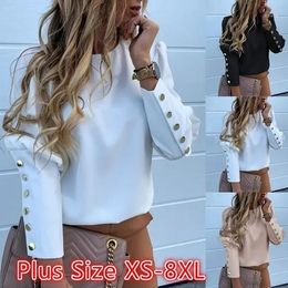 Women's Polos Leisure White Yellow Shirts Button Lapel Cardigan Top Lady Loose Long Sleeve