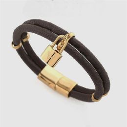 Europe America Fashion Lady Women Engraved V Letter Pendant Design Double Deck Print Flower Leather Cord Bracelet Bangle228F