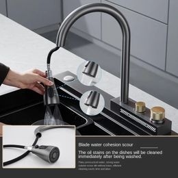 Kitchen Faucets Copper Faucet with Pull Out Sprayer for Sink Basin Waterfall and Cold Mixer Tap 230921