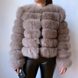 Women's Fur Faux Fur 50CM Real fur real fur coat outfit long sleeves quality silver women winter warm thick natural fur coats 230927