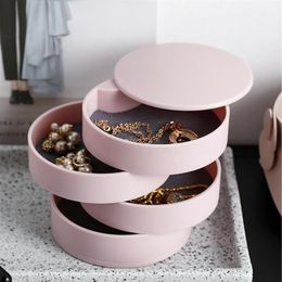 Storage Bottles & Jars Design Fashion Women Jewelry Box 4-Layer Rotatable Accessory Tray With Lid Birthday Gift For252q