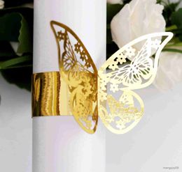 Christmas Decorations 25/50Pcs Butterfly Paper Napkin Ring Gold Napkin Band Laser Cut Napkin Buckles for Wedding Decoration Home Table Accessories