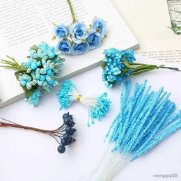 Christmas Decorations Mix Blue Flower Cherry Stamen Berries Bundle DIY Christmas Wedding Cake Gift Box Wreaths Decoration