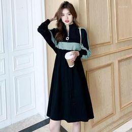 Casual Dresses Dress Women Spring/summer Turtleneck Bump Color Long Sleeve Fashionable Vestidos Drop Sale GZBHWG208