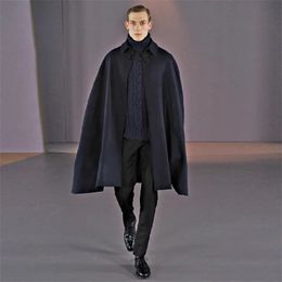 Men's Wool Blends Male Mao Ni coat loose custom cloak shawl British style gentleman 230927