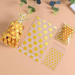 Gift Wrap 100 Pcs Fresh White Geometric Pattern Transparent Pastry Bag Self Adhesive Multifunctional Packaging Candy Storage