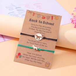 Charm Bracelets Back-to-school Season On The Bracelet Stainless Steel Horse Mother-daughter Parent-child Cartoon Card Rope