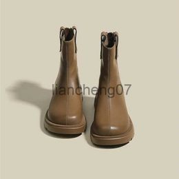 Boots brand Soft-faced Boots 2022 New Trendy Western Style Fashion All-match Thick Heel British Style Autumn Winter Short Boots Women x0928