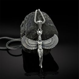 Isis Pendant Necklace 316L Stainless Steel Silver Women Egyptian Winged Goddess Jewellery Gifts300l