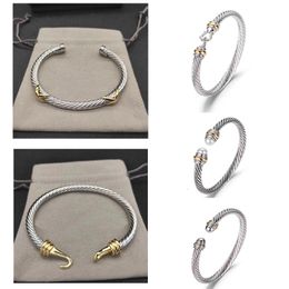 Bilezik kablo bilezikler dy pulsera tasarımcı mücevher kadın erkekler Sier Gold Pearl Head x şekilli manşet bilezik David Y mücevherleri Noel hediyesi 5mm