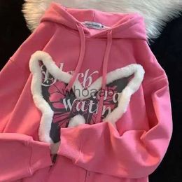 Women's Hoodies Sweatshirts High street American style jacket for women ins fashion brand autumn and winter new hooded sweatshirt for women fat mm loose top YQ230928