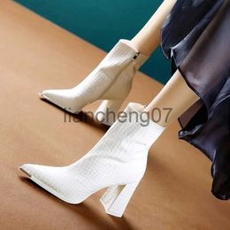 Boots Ankle Boots for Women's Thick Heel Spring and Autumn Single Boots 2022 New Pointed High Heels Shoes Fashion Zapatos De Mujer x0928