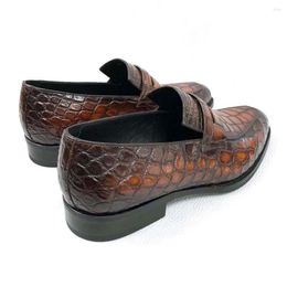 2025Dress Shoes Hongsen Male Men Fashion Brush Color Crocodile Belly Business Pure Handmade