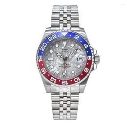 Wristwatches 40.5mm Diving Automatic Silvery Men's Watches NH34 Movement Ceramic Bezel Waterproof Wristwatch Sapphire GMT Case 20 Strap