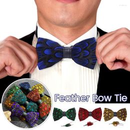 Bow Ties Multicoloured Creative Feather Tie Fashion Exquisite Hand Made Bowtie Groom Brooch Pin Wedding Party Night Club Men