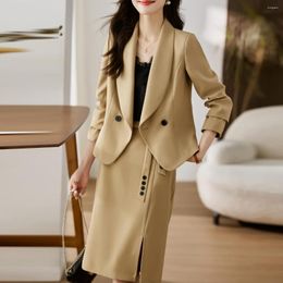Two Piece Dress Autumn Blazer Sets 2023 Fashion Small Jacket Coat And Pencil Mid Skirts For Women Casual Suit Office Lady