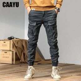 Men's Pants CAAYU Joggers Cargo Pants Men Casual Y2k Multi-Pocket Male Trousers Sweatpants Streetwear Techwear Tactical Track Gray Pants Men 230927