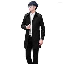 Men's Trench Coats Korean Spring Coat Mens Autumn Clothing Single Breasted Medium Length Black Slim Windbreaker Jaqueta Masculinas Inverno