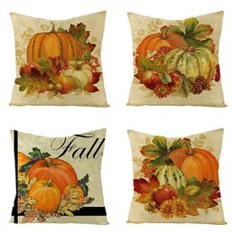 Wholesale Hello Autumn Thanksgiving Throw Pillow Cover with Zipper Linen Cushion Home Sofa Decor Supplies 45X45cm