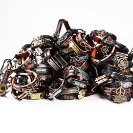 Whole Lots 30PCs Mix Styles Metal Leather Cuff Bracelets Men's Women's Jewellery Party Gifts272S