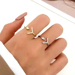 Cluster Rings Arrow Opening For Women Girls Gold Silver Color Crystal Engagement Statement Adjustable Finger Ring Fashion Jewelry Gifts