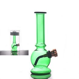 Wholesale Green mini hookah protable newest glass water dab rig bong tobacco smoking pipe with downstem metal bowl