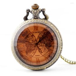 Pocket Watches Quartz Vintage Watch Glass Mirror Double Globe EXquisite Fob Chain Luxury Necklace Pendant Gift