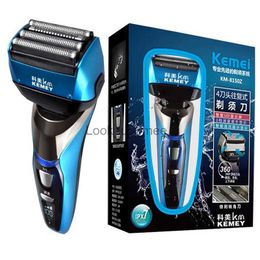 Electric Shaver Kemei Floating Four-blade Electric Razor Waterproof LCD Display Trimmer 100-240V Speeding Beard And Stubble Shaving Machine 40D YQ230928