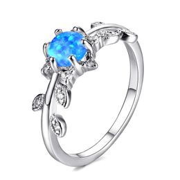 5 Pcs lot Mother Gift Full Blue Fire Opal Gems 925 Sterling Silver for Women Ring Russia American Weddings Ring Jewellery Gift202r