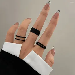 Cluster Rings Set Vintage Simple Black Cross Chain Joint Sets Women Accessories Jewellery Gifts Party