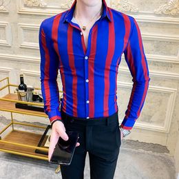 Men's Casual Shirts Striped Shirt Dress Business S Long Sleeve Slim Fit Men 2024 Autum Tuxedo Social Male Clothing