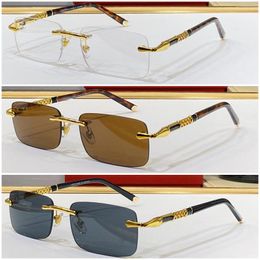 Fashionable mens sunglasses srameless sunshade composite metal rimless optical frames classic rectangular square gold luxury glasses for women